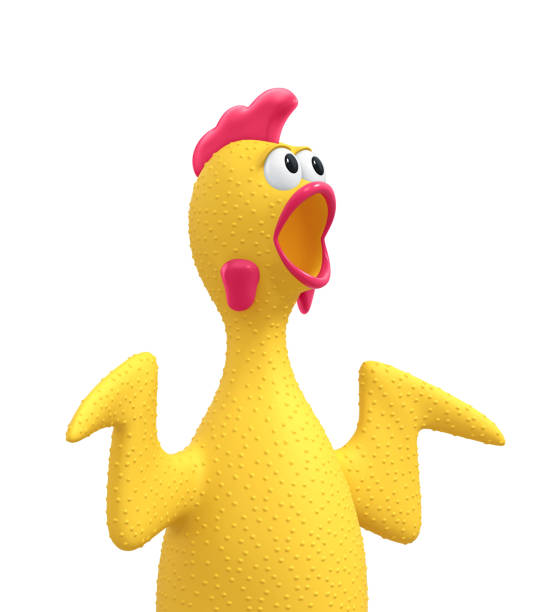 istock Screaming rubber chicken, surprised chicken, rooster isolated on white. Clipping path included 1681930937