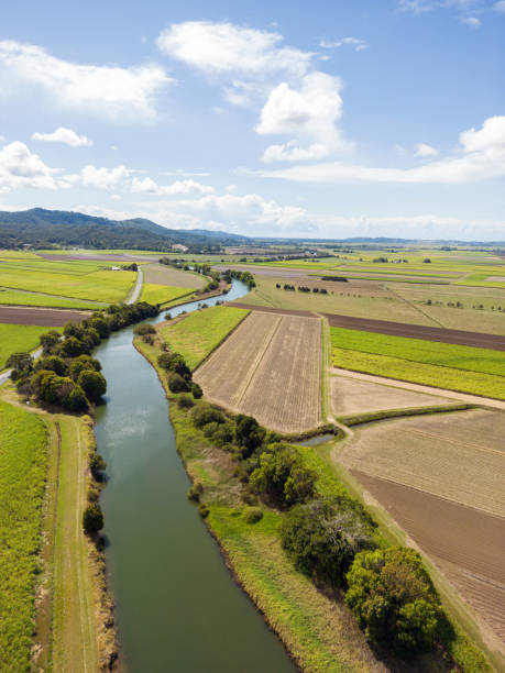 Tweed River Winding Through Sugar Cane Fields, New South Wales, Australia