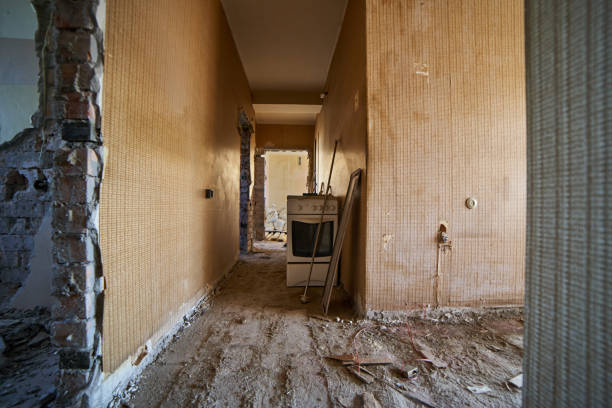 Demolition and renovating jobs inside apartment. Empty old soviet time apartment.