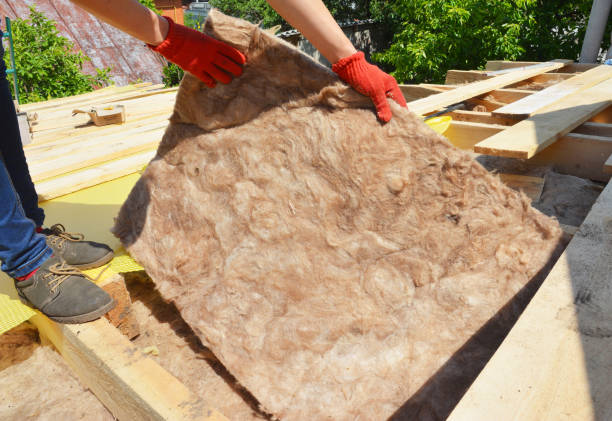 istock Roofing contractor laying mineral wool insulation during house attic insulation renovation.Roofing construction. Roof insulation. 1681971425