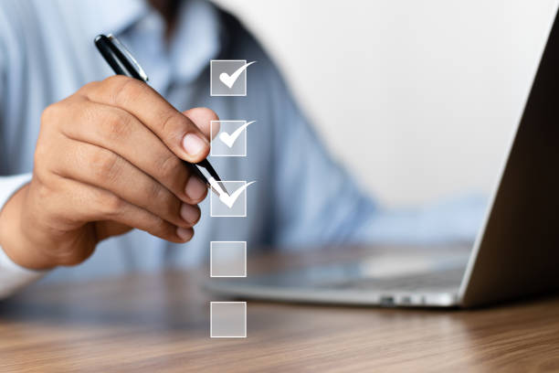 istock Digital Checklists for efficient business management, Businessman touching marking on checklist guide to paperless assessment and Future Success, Streamlining operations with online surveys. 1681973217