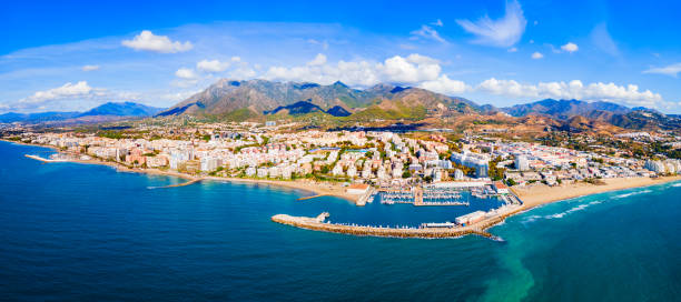 istock Marbella city port and beach aerial panoramic view 1681973769