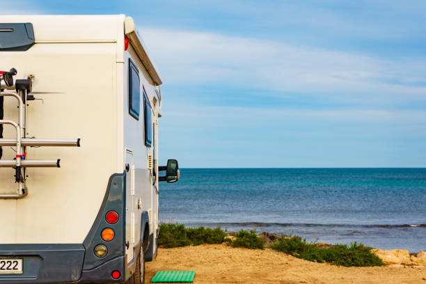 Camper rv on beach seashore