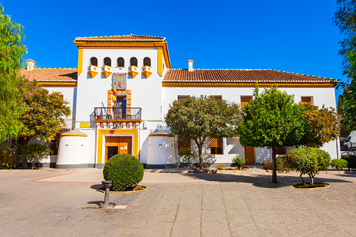 The Civil Guard or Guardia Civil building in Orgiva. Orgiva is a town in the Alpujarras area in the province of Granada in Andalusia, Spain.