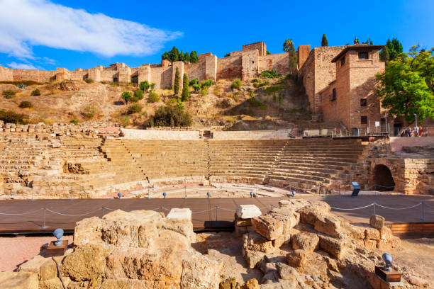Roman theater or Teatro Romano in Malaga, Spain The Roman theater of Malaga or Teatro Romano de Malaga is the archaeological remains of the theater of ancient Malacca in Malaga city, Spain málaga province stock pictures, royalty-free photos & images