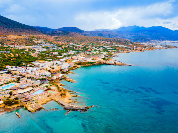 istock Hersonissos town aerial panoramic view in Crete, Greece 1682040706
