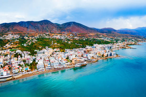 istock Hersonissos town aerial panoramic view in Crete, Greece 1682040711