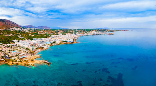 istock Hersonissos town aerial panoramic view in Crete, Greece 1682040722