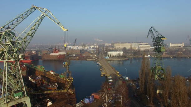 istock Aerial Of Shipyard Cranes Docks Harbour Construction Site And Ships 1682041254