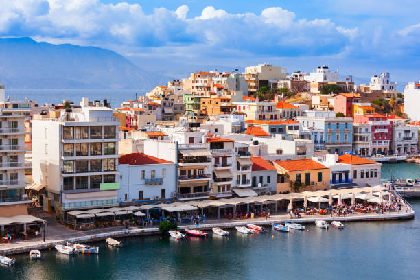 istock Agios Nikolaos aerial panoramic view, Crete island, Greece 1682041808