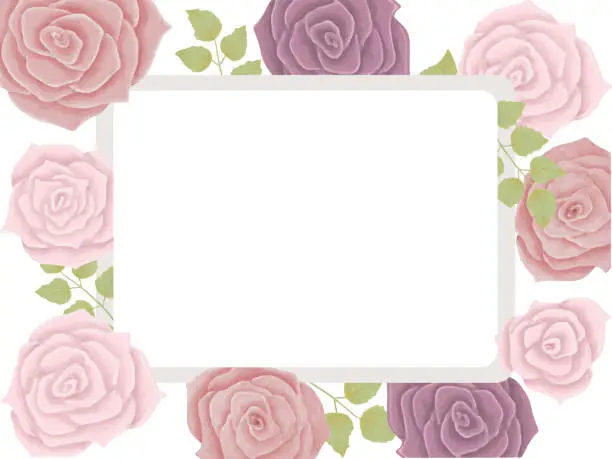 Vector illustration of Simple frame on watercolor rose background