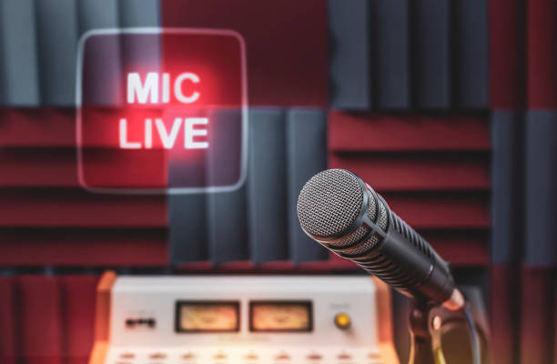 istock Professional microphone and on air sign 1682098526