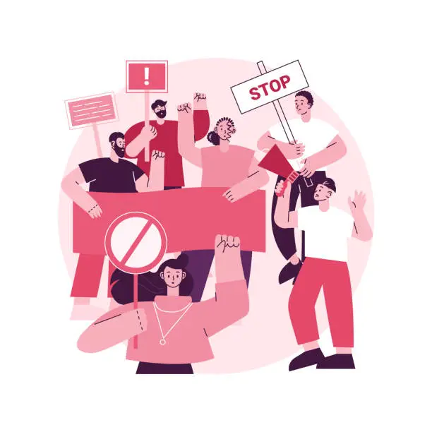 Vector illustration of Mass protest abstract concept vector illustration.