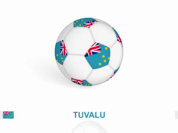 Vector illustration of Soccer ball with the Tuvalu flag, football sport equipment.
