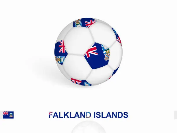 Vector illustration of Soccer ball with the Falkland Islands flag, football sport equipment.