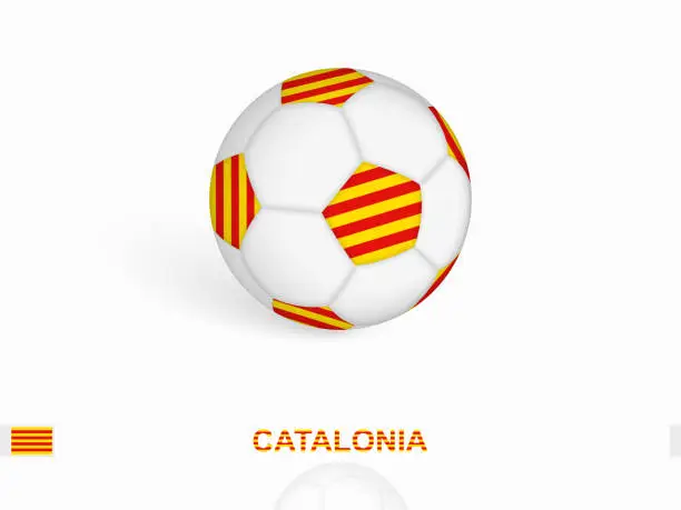 Vector illustration of Soccer ball with the Catalonia flag, football sport equipment.