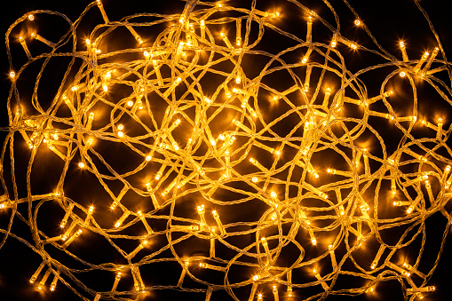 Tangled string lights for Christmas decorations