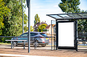 Billboard with copy space for advertisement on a city street