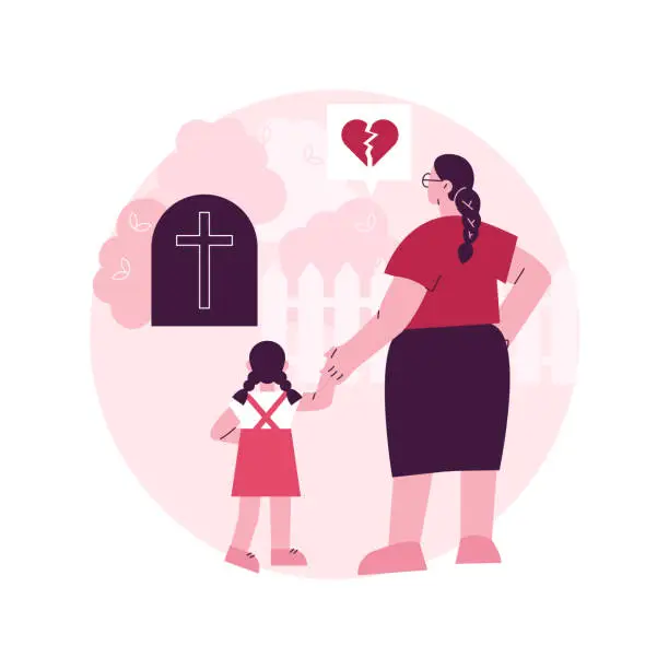 Vector illustration of Widowed person abstract concept vector illustration.