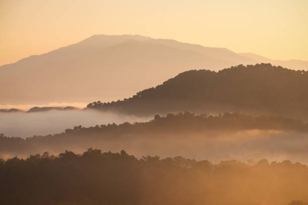 istock Himalaya hills in mist, sunrise landscape 1682184155