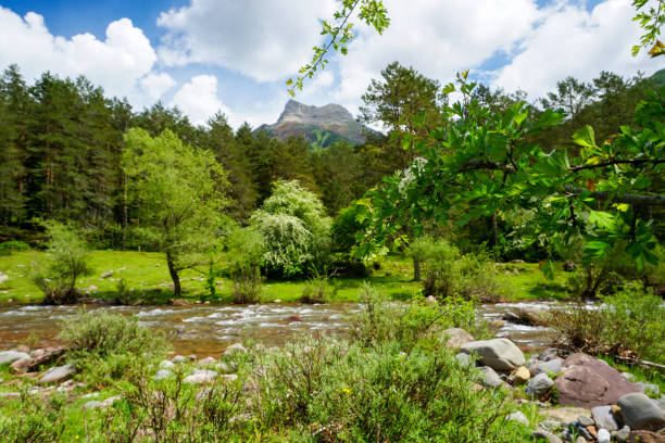 Castillo de Acher mountain in Hecho valley in Aragon Spain stock photo