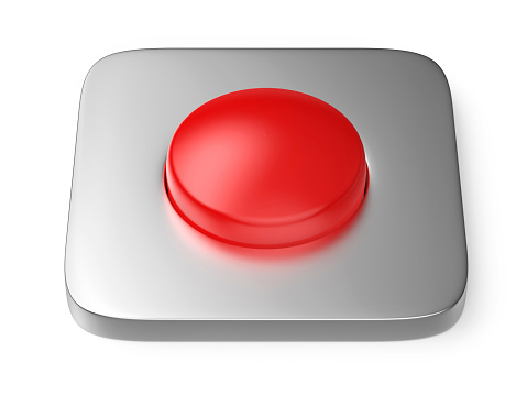Red emergency button on white background