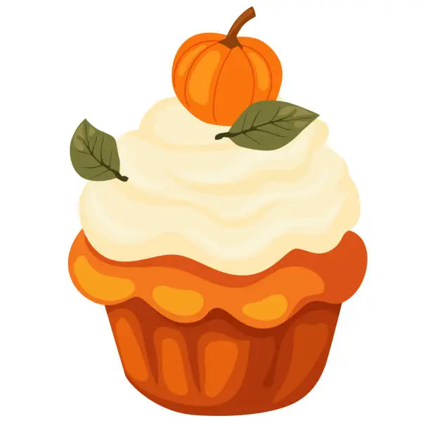 Vector illustration of Appetizing pumpkin muffin with