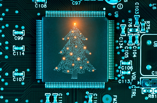 Artificial Intelligence Christmas Tree Computer Chip Concept Stock ...