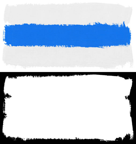 Russian anti-war flag. White-blue-white paint brush stroke texture isolated on white background with clipping mask (alpha channel) for quick isolation.