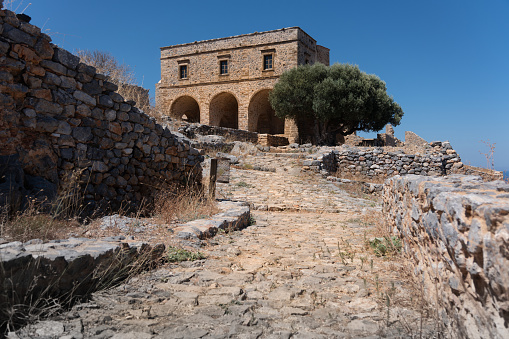 The Church of Agia Sophia is the most important monument of Monemvasia. The Venetians, who held Monemvasia for some time, used it as a Catholic church dedicated to Madonna, while during the Ottoman period it was converted into a mosque before being restored to Christian worship upon Greece's independence.