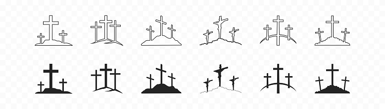 Cross symbol. Three crosses. Calvary. Vector.