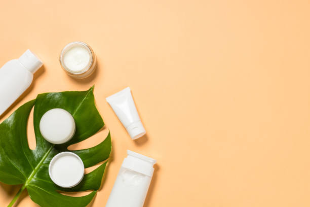 istock Natural cosmetic products at color background. 1682326780