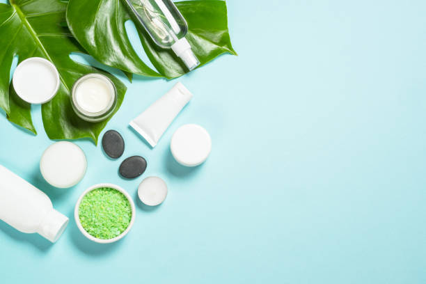 istock Natural cosmetic products at color background. 1682326801