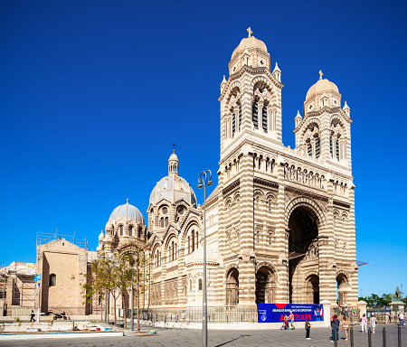 MARSEILLE, FRANCE - SEPTEMBER 23, 2018: Marseille Cathedral is a roman catholic church and national monument of France in Marseille city
