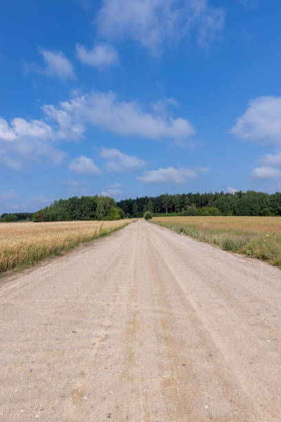 une route de campagne pour les véhicules sur le terrain - road long dirt footpath photos et images de collection