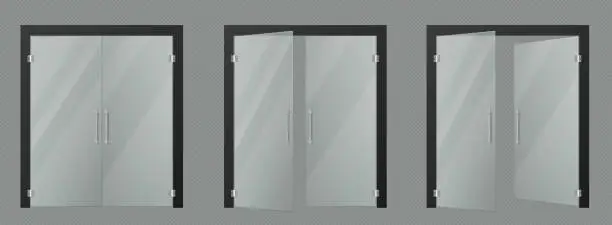 Vector illustration of Store glass door entrance and window vector mockup