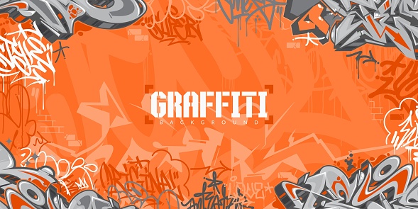 Orange Colorful Abstract Urban Style Hiphop Graffiti Street Art Vector Illustration Background