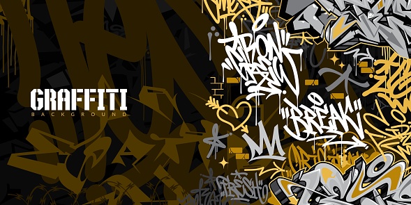 Trendy Dark Abstract Urban Style Hiphop Graffiti Street Art Vector Illustration Background