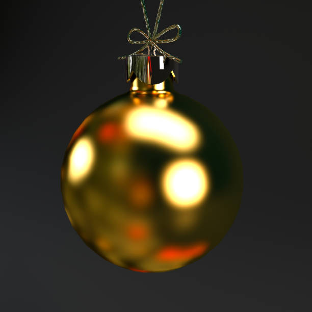 istock Golden Christmas ball close up isolated on black background, 3d render 1682421444