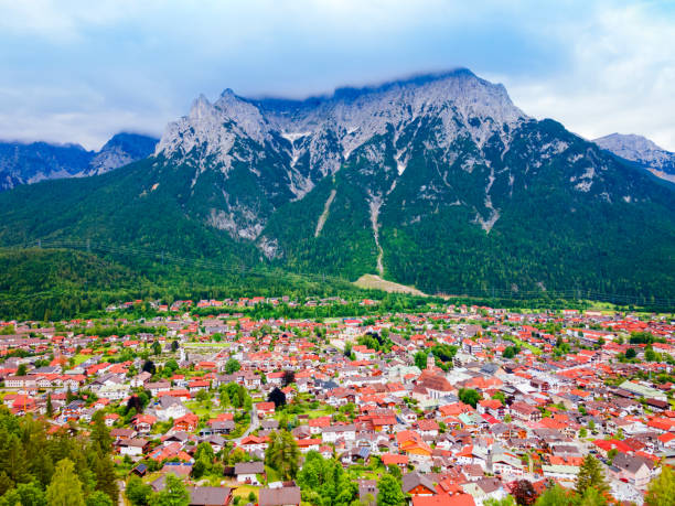 istock Mittenwald town aerial panoramic view, Germany 1682438974