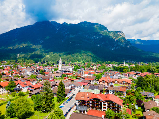 istock Garmisch-partenkirchen town aerial panoramic view, Germany 1682440630
