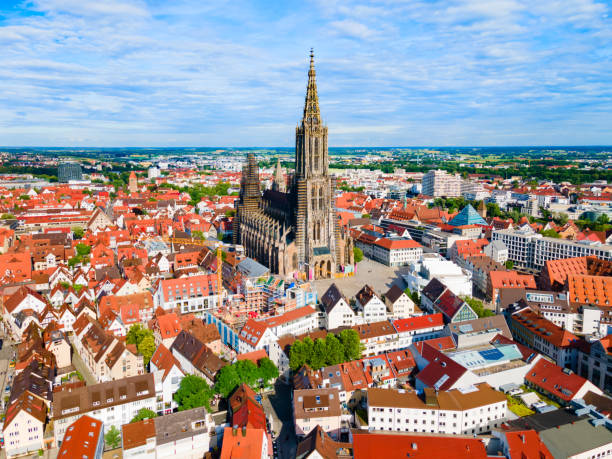 istock Ulm Minster Church aerial panoramic view, Germany 1682442298