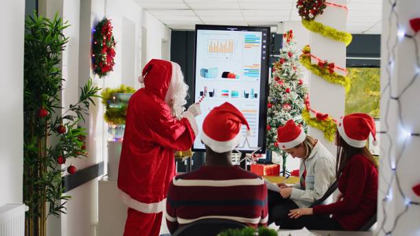 istock Speaker dressed as Santa Claus 1682446138
