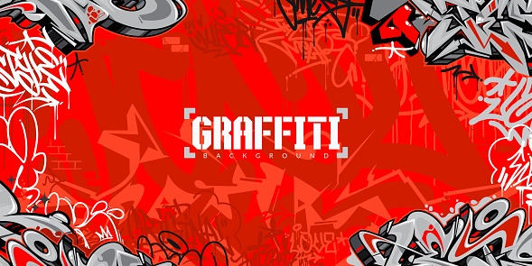 Red Colorful Abstract Urban Style Hiphop Graffiti Street Art Vector Illustration Background