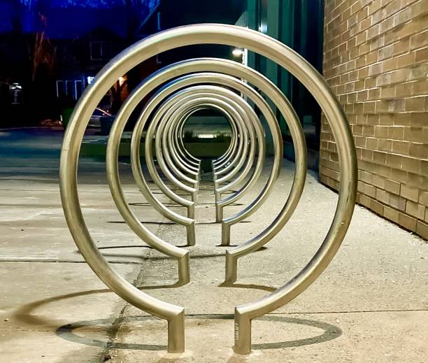 istock Metal circular bike racks. 1682458359