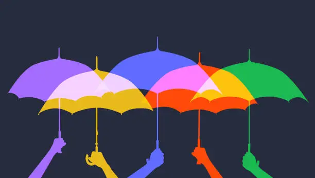 Vector illustration of Umbrellas - Business metaphor