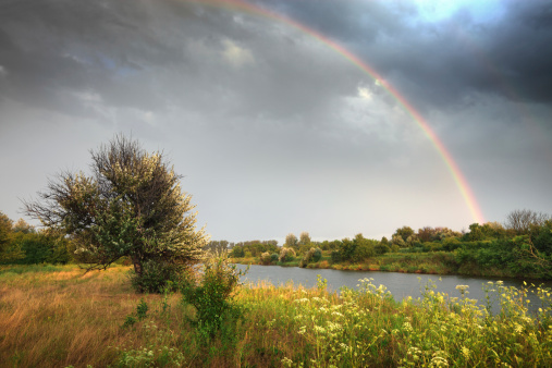 Rainbow over the river.