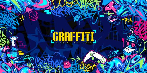 Colorful Abstract Urban Style Hiphop Graffiti Street Art Vector Illustration Background Template Colorful Abstract Urban Style Hiphop Graffiti Street Art Vector Illustration Background street art stock illustrations