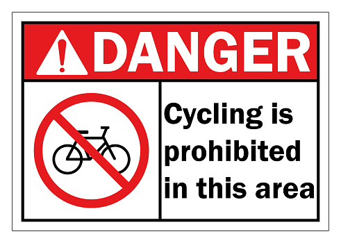 Signs prohibiting cycling in this area. vector illustration