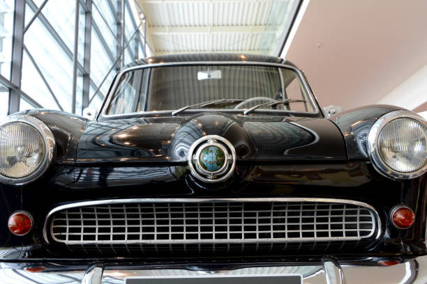 Close-up of a brown vintage car.
